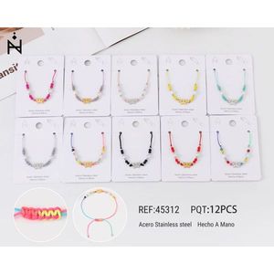 Bracciale in Acciaio Inossidabile con Perle e Cristalli PULSERA Set di Gioielli Artigianali alla Moda con Perline 12 Pezzi Ref45312 - Product Image 1