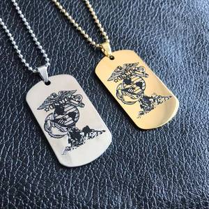 新しいステンレス鋼海兵隊スクエアチャームネックレスカスタムメンズシールイーグルネックレスファッションジュエリーデザイナーネックレス - Product Image 6