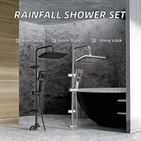 Ensemble colonne de douche carrée polie avec robinet de salle de bain à eau froide et système de robinetterie pour baignoire, pommeau de douche effet pluie