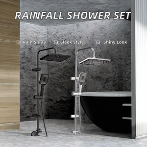 Ensemble colonne <span class=keywords><strong>de</strong></span> <span class=keywords><strong>douche</strong></span> carrée polie avec robinet <span class=keywords><strong>de</strong></span> salle <span class=keywords><strong>de</strong></span> bain à eau froide et système <span class=keywords><strong>de</strong></span> robinetterie pour baignoire, <span class=keywords><strong>pommeau</strong></span> <span class=keywords><strong>de</strong></span> <span class=keywords><strong>douche</strong></span> effet pluie - Product Image 2