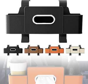 Organisateur de siège arrière de voiture 3 en 1 avec porte-gobelet, boîte à mouchoirs, poubelle et crochets, organisateur de siège arrière de voiture multifonctionnel - Product Image 1