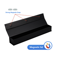 Caja Rígida Magnética Negra Larga Personalizada, Caja de Embalaje Magnética Plegable con Impresión Plateada para Brochas de Maquillaje y Accesorios para Fumar