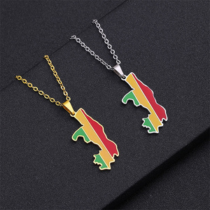 <span class=keywords><strong>República</strong></span> <span class=keywords><strong>del</strong></span> <span class=keywords><strong>Congo</strong></span> <span class=keywords><strong>mapa</strong></span> Collar personalizado bandera esmalte africano <span class=keywords><strong>mapa</strong></span> collar Acero inoxidable colgante collar - Product Image 1
