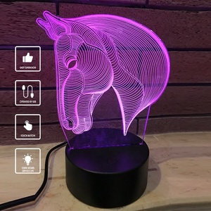 tangible interruptor personalizado 3D ilusión <span class=keywords><strong>unicornio</strong></span> del escritorio del LED noche de la tabla luz lámpara para regalo de bebé - Product Image 2