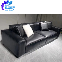 IEasy-Conjunto de sofás de cuero importado de fábrica, conjunto de sofás de lujo, modernos, de color negro, italianos, para sala de estar, compra de china