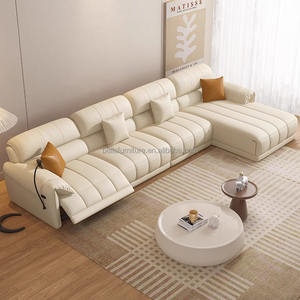 أريكة استرخاء كهربائية حديثة قابلة للتحويل من نسيج الألياف الدقيقة الإيطالي، أثاث غرفة معيشة عملي من الصين بتصميم بسيط من الخشب - Product Image 3