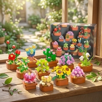 Set de Bloques de Construcción de Suculentas 9 en 1, Colección Botánica Artificial DIY, Ladrillos de Flores en Maceta, Juguete Decorativo para el Hogar, Venta al por Mayor