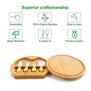 <span class=keywords><strong>Planche</strong></span> à découper ronde en bambou, plateau à <span class=keywords><strong>fromage</strong></span>, plateau à <span class=keywords><strong>charcuterie</strong></span>, plateau de <span class=keywords><strong>charcuterie</strong></span>, cuisine, <span class=keywords><strong>planche</strong></span> à découper naturelle avec un ensemble de couteaux naturels - Product Image 3