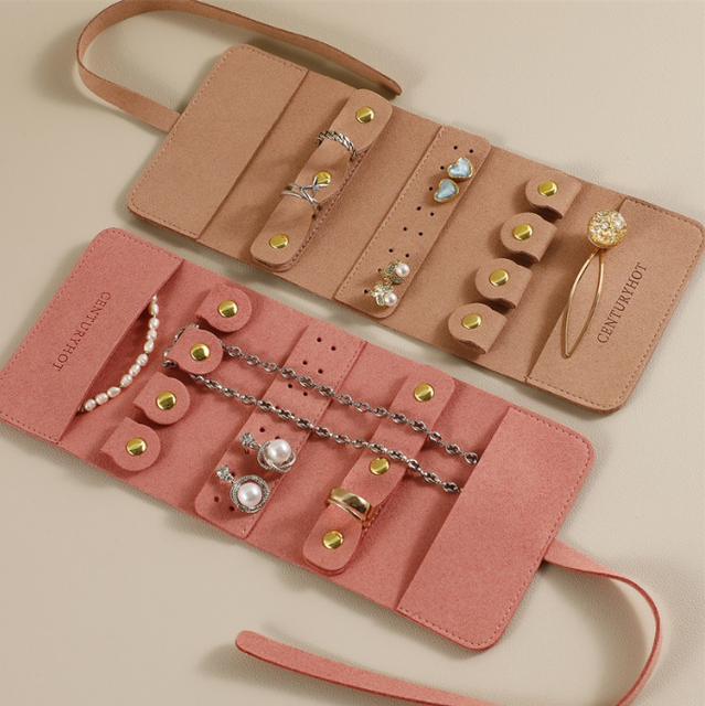 Foldable Velvet Microfiber Jewelry Organizer Pouch Roll Bag Travel  Jewelry Pouch for Women