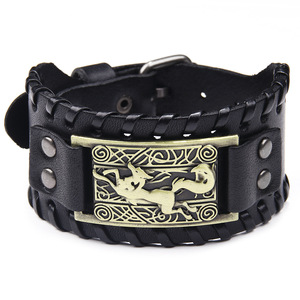 European Style Leather <b>Bangle</b> With Animal Pattern <b>Copper</b> Alloy Unisex Bracelet - Product Image 5