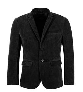 Blazer Homme en Cuir Suédé Noir 100% Véritable Personnalisé – Coupe Tendance, Marque Privée, OEM, Vente en Gros, Style Suédé Tendance - Product Image 1