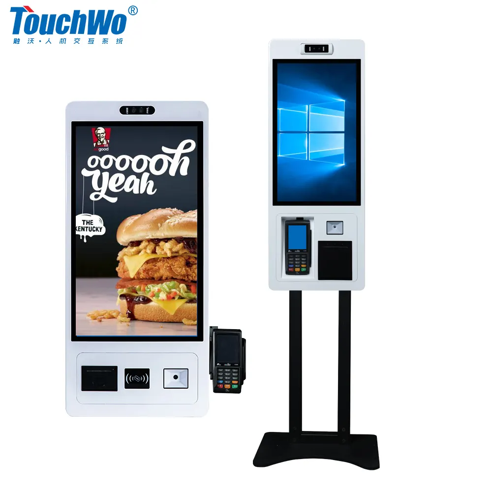 Touchwo 15.6 21.5 24 27 32 inch kiosk manufacturer self ordering machine self service touch screen self check out kiosk