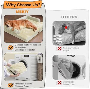 Groot, duurzaam, makkelijk schoon te maken orthopedisch hondenbed extra groot met afneembare bolster en wasbare hoes. Orthopedisch hondenbed met aangepast logo. - Product Image 4