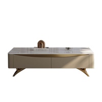 Table basse et meuble TV en dalle de pierre de luxe léger 2024, ensemble moderne minimaliste haut de gamme pour salon