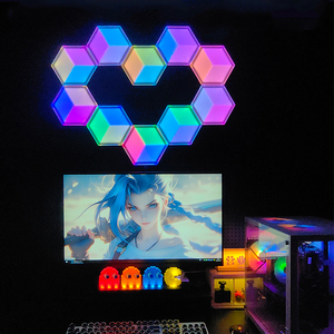 3D <span class=keywords><strong>LED</strong></span> Wand leuchte Hexagon RGB Smart Light Bunt veränderbare App-Steuerung Musik synchron isation Wifi Modulares Licht für Spielzimmer - Product Image 5