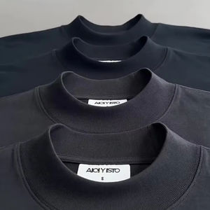 TシャツTシャツドロップショルダー厚手ワイドカラー特大カジュアル無地カスタムTシャツ - Product Image 1