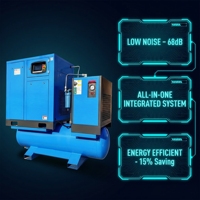Compresseur d'air rotatif 4-en-1 de 7,5 kW, 11 kW, 15 kW, 22 kW, refroidi par air, alimentation CA, avec sécheur et filtre, pour CNC/découpe laser