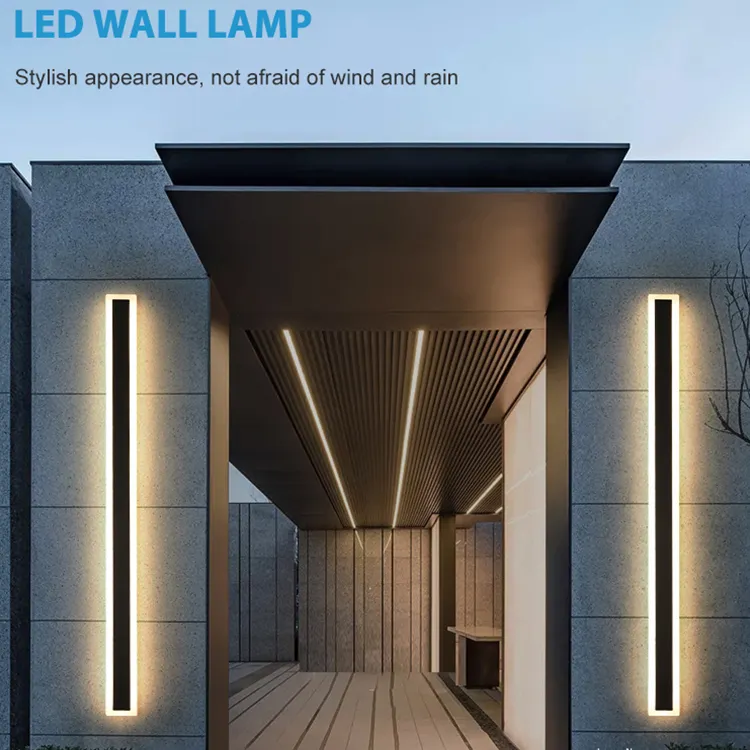 Lampada da parete a Led da esterno Ip65 moderna impermeabile in acrilico a striscia lunga luce lineare 7w 8w 13w 15w 24w 30w 35w 45w 50w