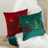 Housse de coussin de Noël personnalisée de luxe de haute qualité, motif Père Noël, rouge et vert, en polyester, broderie rayée, technique tissée