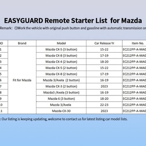 EASYGUARD <b>Plug</b> Play <b>Remote</b> Starter Fit for Selected Mazda 3 Axela 16-19 MAZDA 6 With OEM Push Button &Gas Engine - Product Image 4