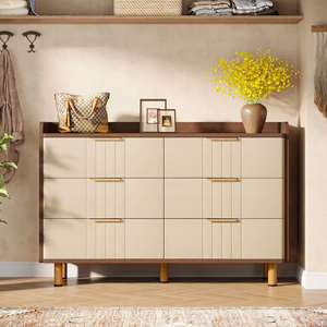 <span class=keywords><strong>Commode</strong></span> à 6 tiroirs en bois brun moderne, 120 cm, écologique, durable, gain de place, pour le rangement dans la chambre à coucher - Product Image 1
