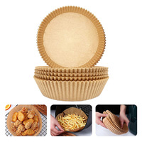 Papier sulfurisé rond jetable double face en silicone de qualité alimentaire et écologique pour friteuse à air, idéal pour la cuisson à la maison et en cuisine