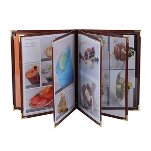 Protège-menu de café cousu 6 panneaux 12 vues en similicuir A4 de Yimi Leather - Product Image 2