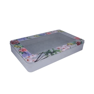 Grand couvercle <span class=keywords><strong>de</strong></span> fenêtre transparent transparent en PET/PVC recyclable grande boîte en fer blanc d'emballage <span class=keywords><strong>de</strong></span> <span class=keywords><strong>maquillage</strong></span> avec impression <span class=keywords><strong>de</strong></span> logo pour l'emballage - Product Image 1