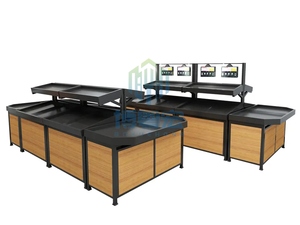 <span class=keywords><strong>Estante</strong></span> de Exhibición de Verduras de Doble Cara, Metálico y de <span class=keywords><strong>Madera</strong></span>, para Tiendas de Frutas y Verduras Frescas - Product Image 3