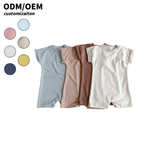 <span class=keywords><strong>Nouveau</strong></span>-<span class=keywords><strong>né</strong></span> vêtements d'<span class=keywords><strong>été</strong></span> coton T-Shirt body Logo personnalisé imprimé bébé vêtements français éponge bébé bulle barboteuse - Product Image 1