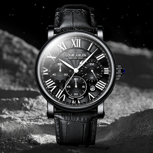 Louie Juelen Nuovo Orologio Multifunzione Impermeabile di Tendenza, Orologio al Quarzo di Alta Gamma con <span class=keywords><strong>Cinturino</strong></span> in <span class=keywords><strong>Pelle</strong></span> per <span class=keywords><strong>Uomo</strong></span> - Product Image 5