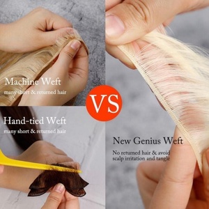 FH Nuevas extensiones de cabello de trama Cabello humano Remy europeo Extensiones de cabello de trama de genio europeo dibujado Doble - Product Image 4