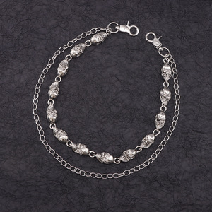Double Layer <b>Skull</b> Metal Pants Chain Tibetan Silver Punk Waist Chain Halloween Accessory Unisex - Product Image 4