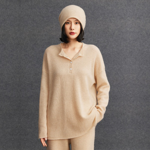<span class=keywords><strong>Pull</strong></span> en <span class=keywords><strong>cachemire</strong></span> et laine mélangée pour <span class=keywords><strong>femme</strong></span>, coupe ample, avec boutons aux épaules, fabrication sur mesure - Product Image 2