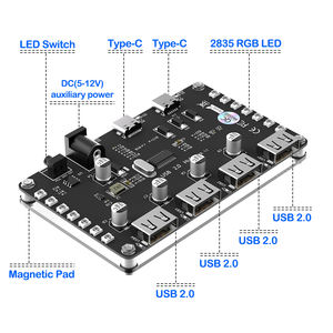 <span class=keywords><strong>Hub</strong></span> d'extension USB 2.<span class=keywords><strong>0</strong></span> 4 ports HLT avec effet d'éclairage RVB, base magnétique, compatible avec Windows/MacOS/Linux - Product Image 2