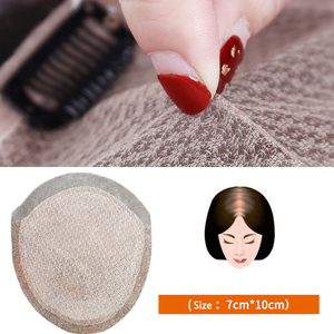 100% ヨーロピアンバージンシルクベース人毛トッパーユダヤ人ウィッグトッパー高品質の女性用ヘアトッパー細い髪用 - Product Image 3