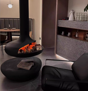 Чёрный настенный круглый декоративный электрический камин с металлическим каркасом для дома и отелей, с английским дисплеем - Product Image 5