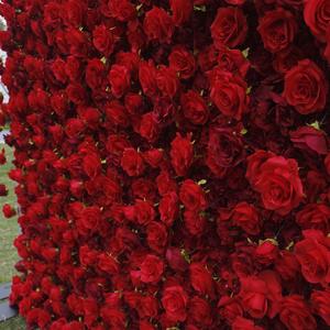 Wholesale <b>Silk</b> Flower Wall Panel Roll up Flower Wall Backdrop 8ft X 8ft <b>red</b> Rose Wedding Flower Wall Backdrop - Product Image 6
