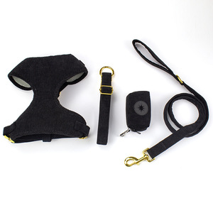 Autumn/Winter <b>Pet</b> Outing Kit for Dogs: Corduroy Warm Set, Chest <b>Harness</b>, Leash, Collar, Trash Bag (4-Piece Set) - Product Image 2