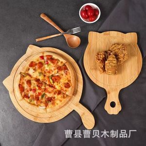 Plateau à pizza en bambou, design oreilles de chat, planche à découper en bois, plaque de cuisson pour usage domestique - Product Image 2