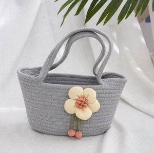 Borsa a tracolla di cotone Casual alla moda di alta qualità da donna alla moda vegetale per le vacanze borsa Tote da spiaggia cesto di fiori piccola borsa - Product Image 6