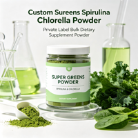 Poudre de complément alimentaire Super Greens pour adultes avec spiruline et chlorelle, naturelle, sans conservateurs, 4g/sachet