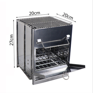 Stufa a <span class=keywords><strong>Legna</strong></span> Quadrata Portatile per Campeggio, Griglia Pieghevole in Acciaio Inox, Fornello Rocket per Barbecue - Product Image 1