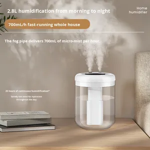 Nouvel humidificateur ultrasonique en plastique à double pulvérisation, rechargeable par USB, capacité 2,8 L, ultra-silencieux, mini, fonction de minuterie, 3V - Product Image 2