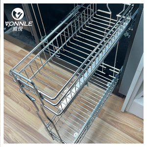 Organizzatore da cucina in acciaio inox moderno cestello estraibile con supporto a trazione laterale <span class=keywords><strong>per</strong></span> utensili cesto portaoggetti <span class=keywords><strong>per</strong></span> <span class=keywords><strong>armadi</strong></span> - Product Image 1
