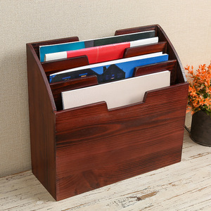 Wooden Magazine <b>Storage</b> Rack Solid Color Desktop Organizer With Partitions For Office Home Use - Product Image 4