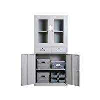 Archivador Metálico con Puerta de Vidrio y Cerradura, con Cajones para Oficina