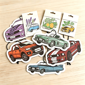 Ambientador de Papel con Forma de Coche de Dibujos Animados, Clip Perfumado Colgante, Aroma Duradero, Evaporación Natural, Decoración Interior para Coche - Product Image 6