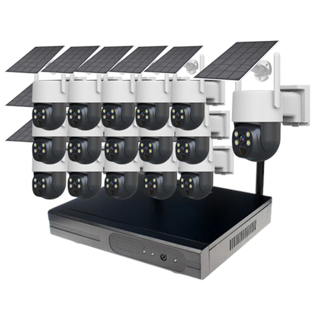 16 Channel Wireless System Solar Power 3W 7500mA Battery Wifi Camera 16CH NVR Kit PTZ Camera CCTV System