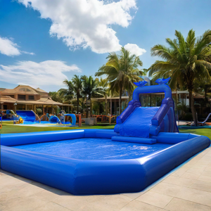 Tobogán de Delfín Azul personalizado <span class=keywords><strong>con</strong></span> piscina grande, <span class=keywords><strong>parque</strong></span> acuático para una gran diversión, equipo de <span class=keywords><strong>parque</strong></span> acuático al aire libre - Product Image 1
